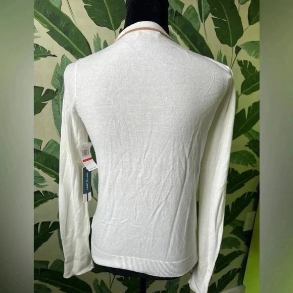 Court & Rowe Ivy League Crewneck Sweater Antique White Tan XS NWT - Picture 7 of 9